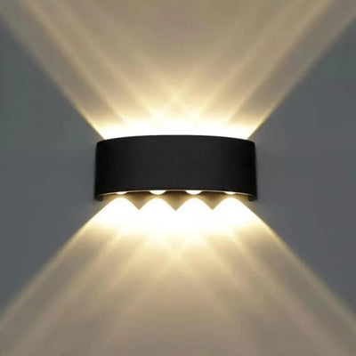 Ellis Exterior LED Wall Light, 8W, 8 Light Sources, Warm Light, Black