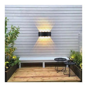 Fantas Outdoor and Indoor LED Wall Lamp, 8 Sources x 1W, IP65, Metallic, Black, 3000K