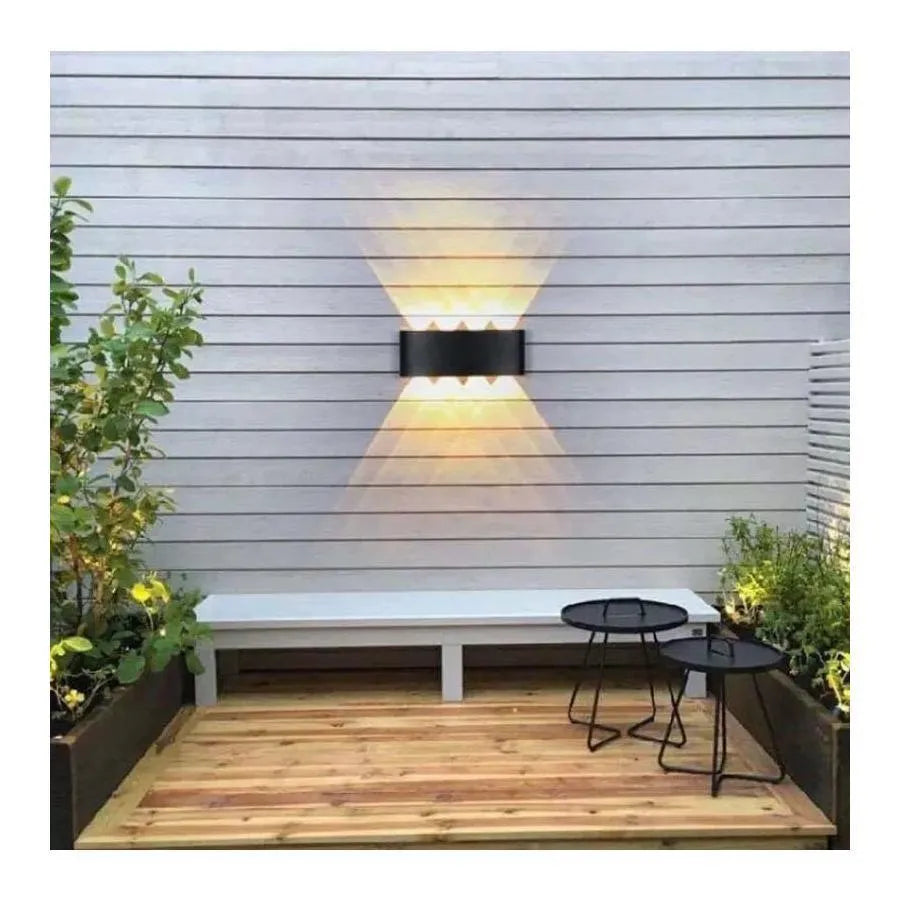 Fantas Outdoor and Indoor LED Wall Lamp, 8 Sources x 1W, IP65, Metallic, Black, 3000K