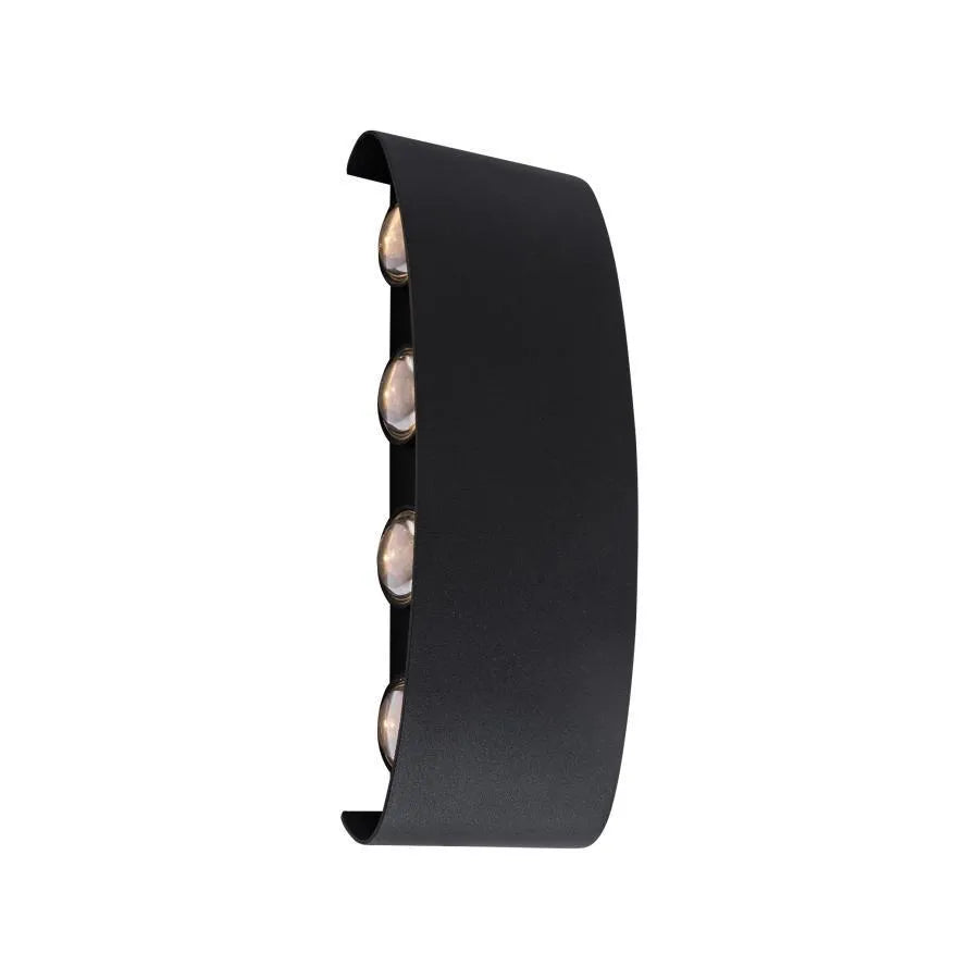 Fantas Outdoor and Indoor LED Wall Lamp, 8 Sources x 1W, IP65, Metallic, Black, 3000K