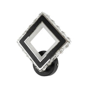 TERRANO LED Wall Lamp with Crystals, Square, 24W, Cold/Warm/Neutral Light, Black &amp; Stainless Steel