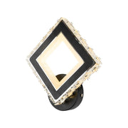 TERRANO LED Wall Lamp with Crystals, Square, 24W, Cold/Warm/Neutral Light, Black &amp; Stainless Steel