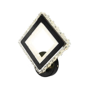 TERRANO LED Wall Lamp with Crystals, Square, 24W, Cold/Warm/Neutral Light, Black &amp; Stainless Steel