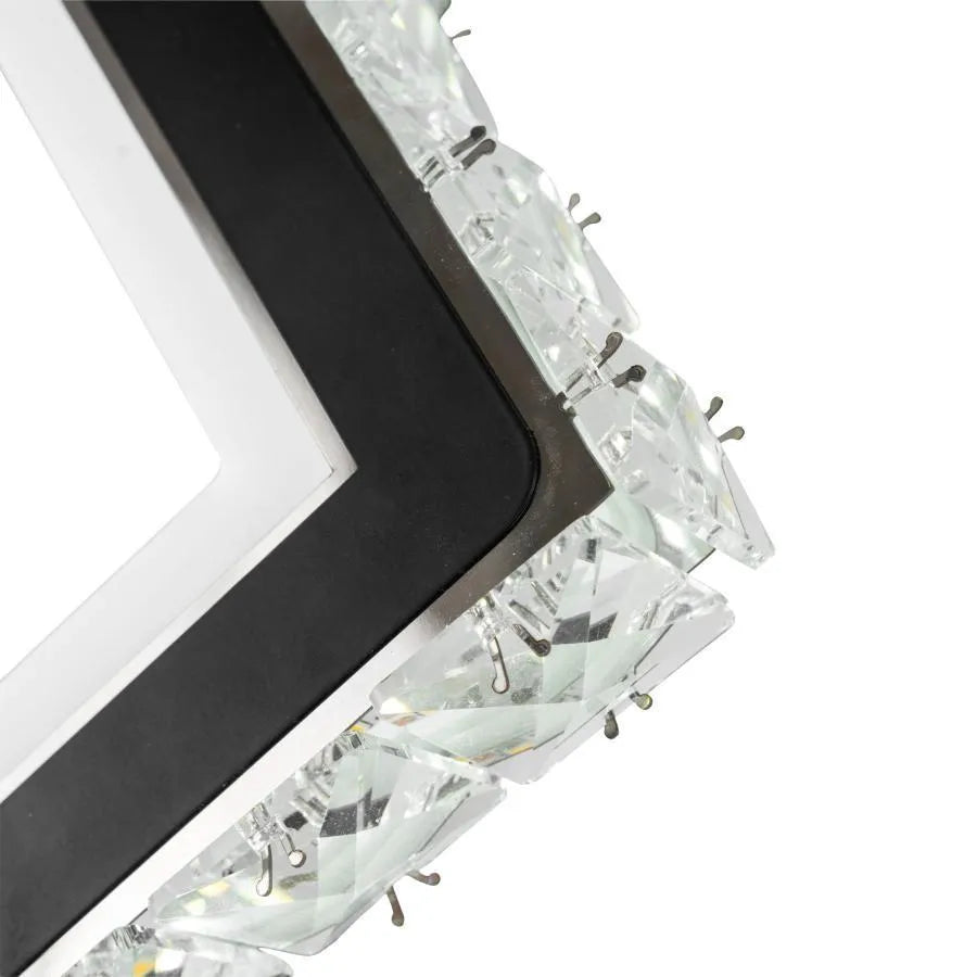 TERRANO LED Wall Lamp with Crystals, Square, 24W, Cold/Warm/Neutral Light, Black &amp; Stainless Steel