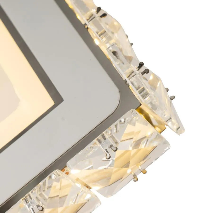 TERRANO LED Wall Lamp with Crystals, Square, 24W, Cold/Warm/Neutral Light, White &amp; Stainless Steel