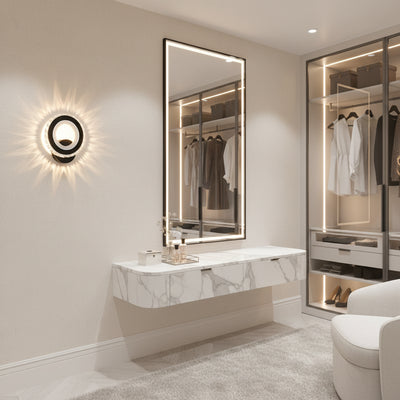 NOVA Rotonda LED wall light, 16W, Black & Stainless Steel, Warm/Cold/Neutral light