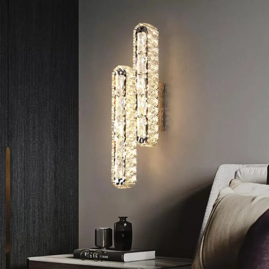 LED Wall Lamp PRISCILA, 10W, Crystal, Glossy Chrome, Warm/Cold/Neutral Light 