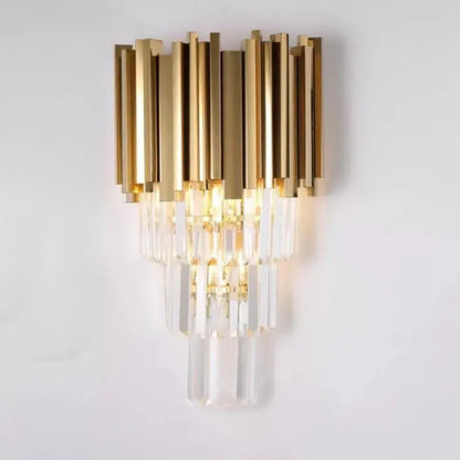 Maxim Wall Lamp, 2*E14, Gold, Metal and Crystal