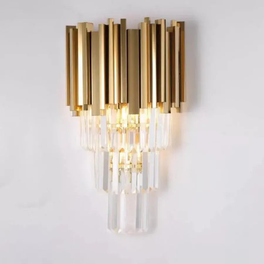 Maxim Wall Lamp, 2*E14, Gold, Metal and Crystal