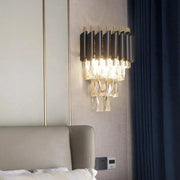 Mughi Wall Lamp, 2*E14, Metal and Crystal, Black and Gold