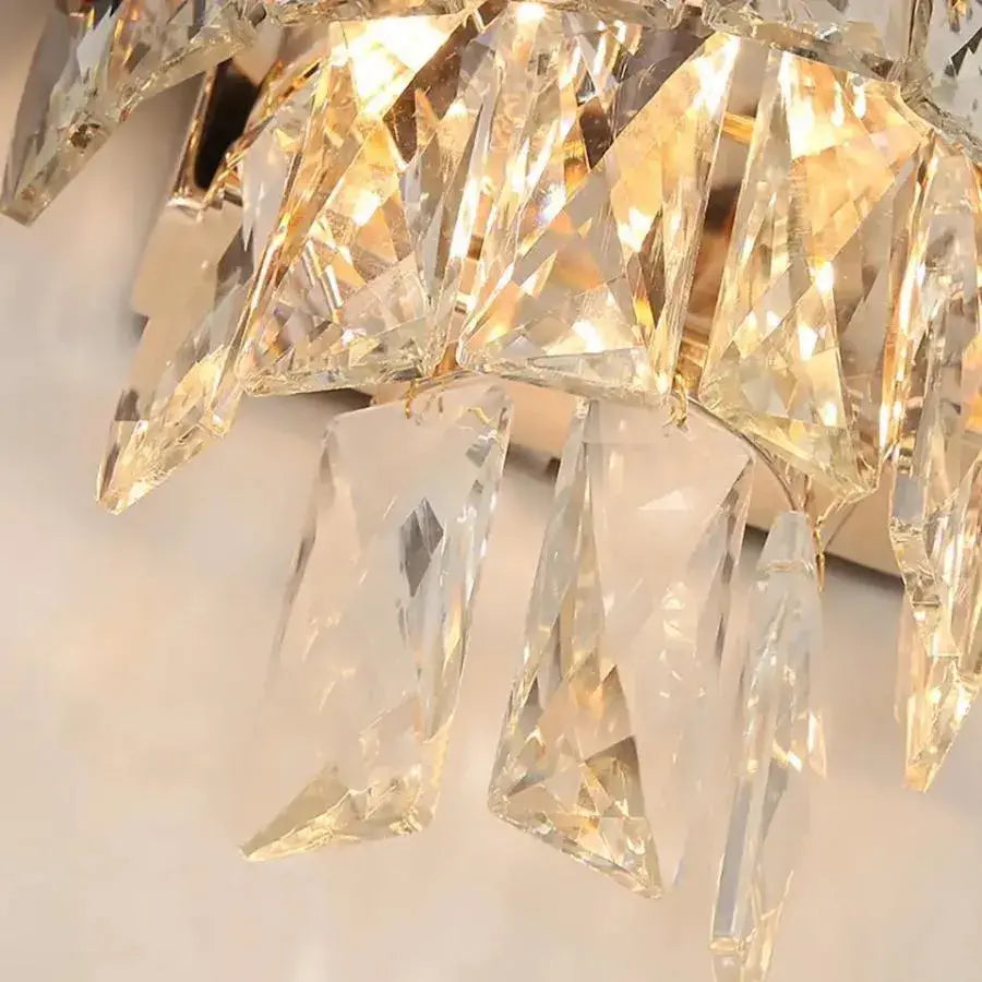 Mughi Wall Lamp, 2*E14, Metal and Crystal, Black and Gold