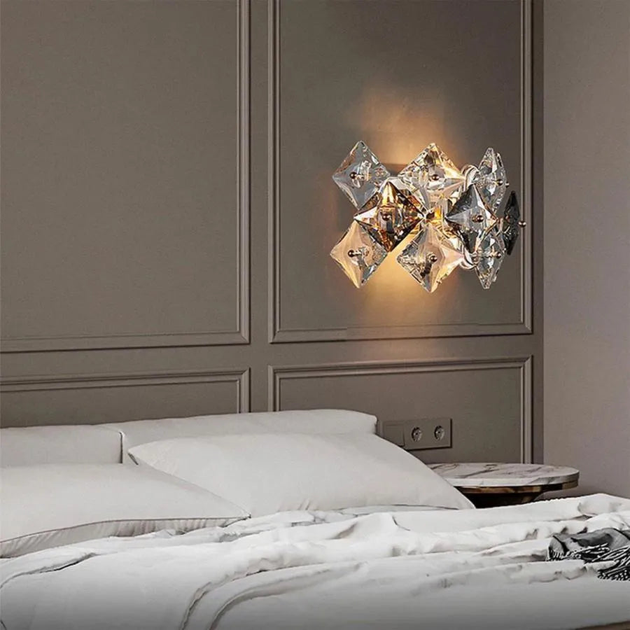 Zarina Wall Lamp 2*E14, Metal and Crystal, Gold 