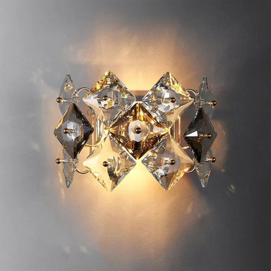 Zarina Wall Lamp 2*E14, Metal and Crystal, Gold 