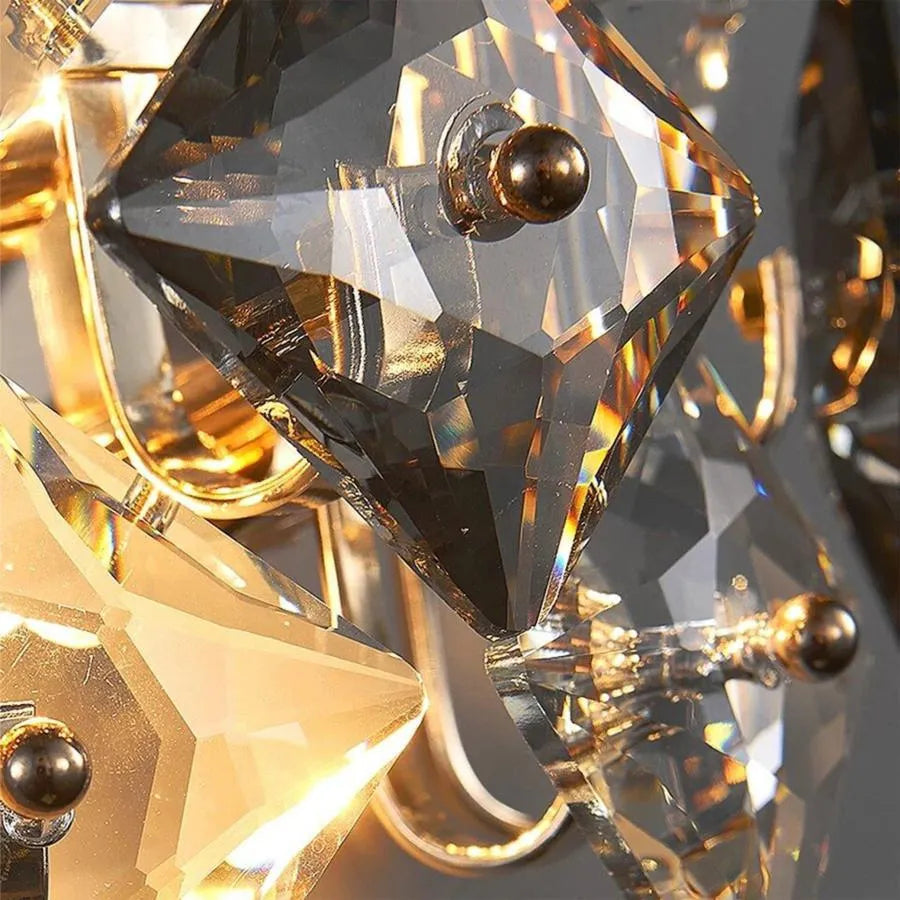 Zarina Wall Lamp 2*E14, Metal and Crystal, Gold 