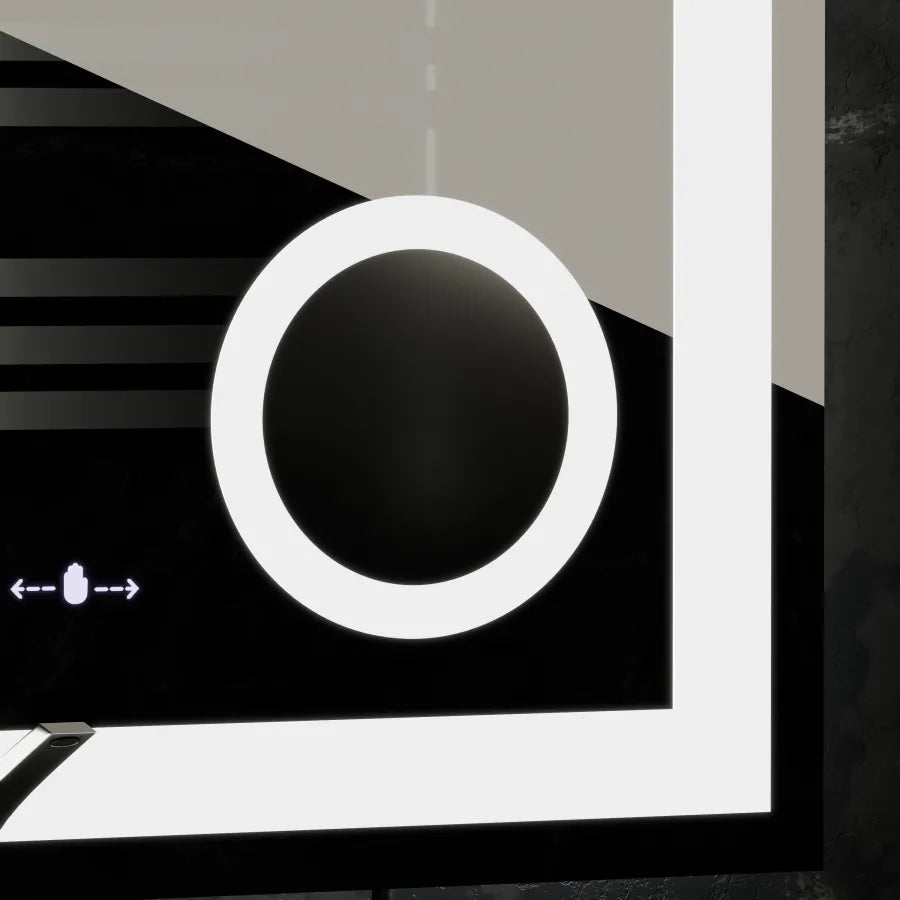 Mirror LED rectangular 80x80cm Souverain Motionglow Marcello Dismantic Clock System & Thermometer