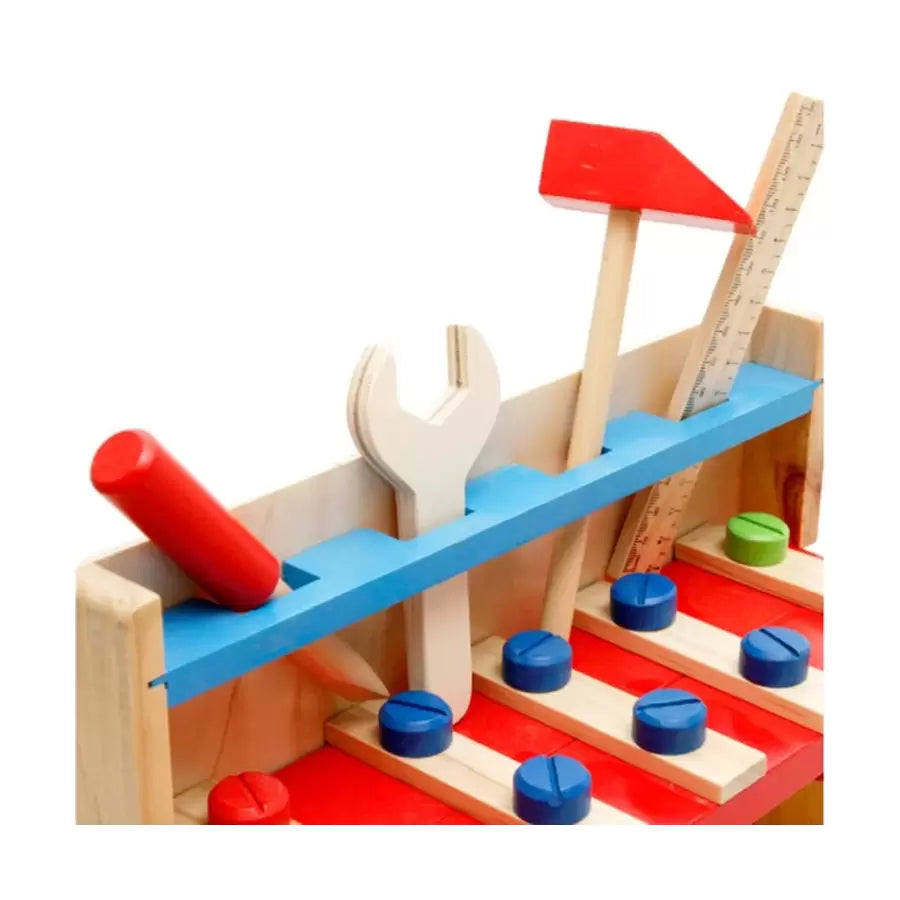 Wooden Toy Tool Bench with Screws Puzzle Tools
