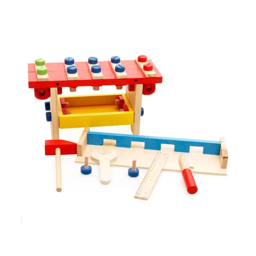 Wooden Toy Tool Bench with Screws Puzzle Tools