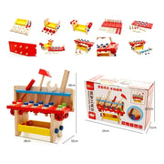 Wooden Toy Tool Bench with Screws Puzzle Tools