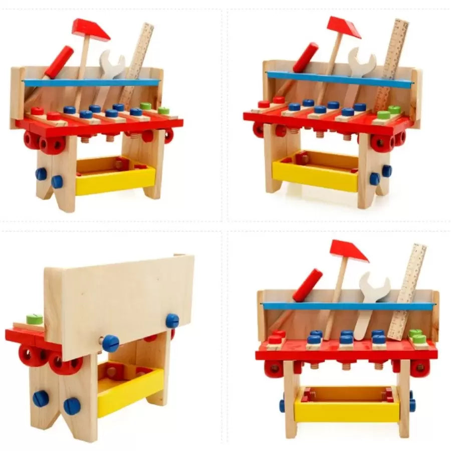 Wooden Toy Tool Bench with Screws Puzzle Tools