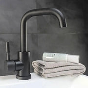 Basin Mixer with Rotating Spout, Black, SUS304 Stainless Steel, LY008C