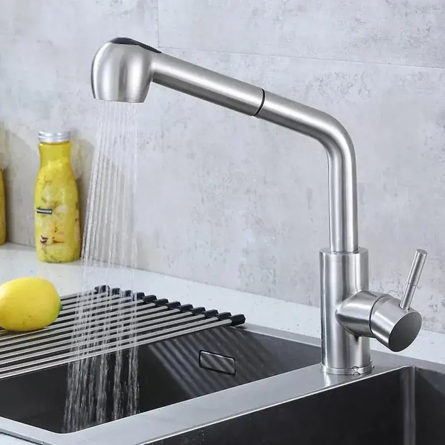Kitchen faucet with pull-out shower Starke CF019, single-lever, stainless steel, ceramic cartridge, satin finish