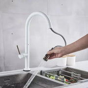 Kitchen Faucet with Pull-out Spray, Sanitary Brass, White, CF/1035/A