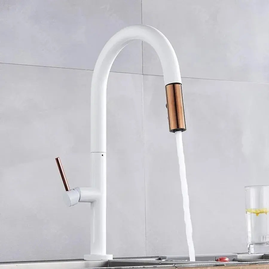 Kitchen Faucet with Pull-out Spray, Sanitary Brass, White, CF/1035/A