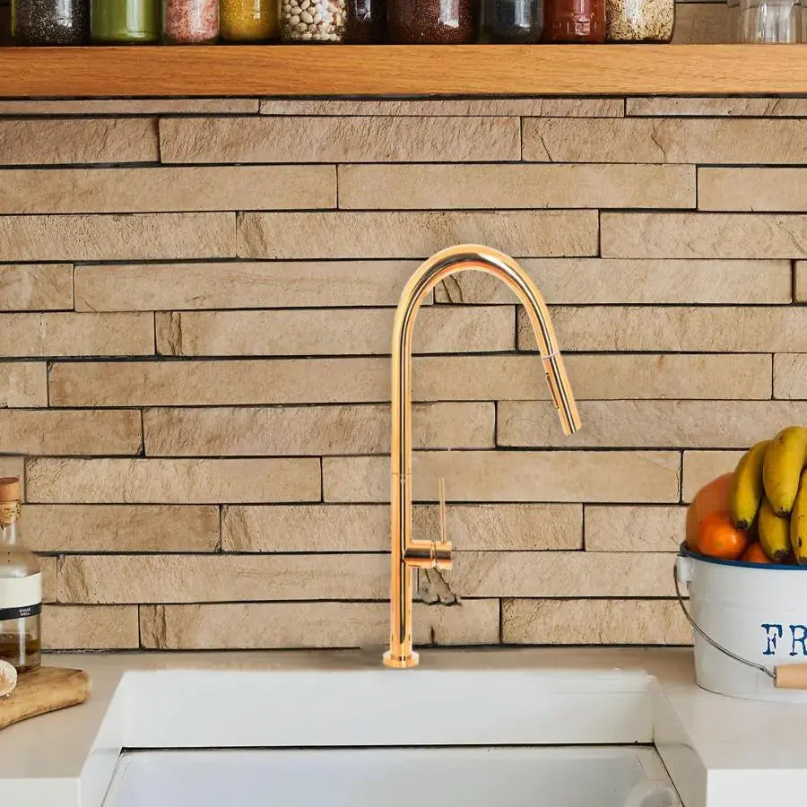 Kitchen Faucet with Pull-out Shower, Sanitary Brass, Gold, CF2043