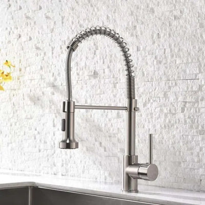 Kitchen Faucet with Pull-out Spray, Stainless Steel and Chrome Brass, YD/101