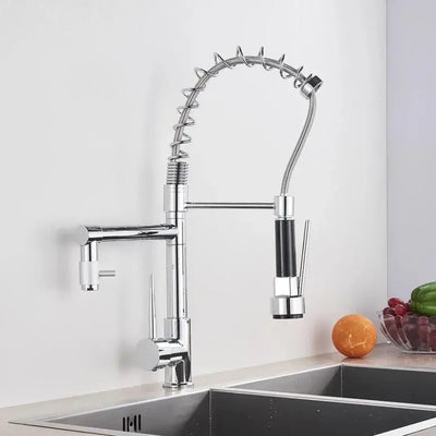Kitchen Faucet with Pull-out Spray, Stainless Steel and Chrome Brass, YD/201
