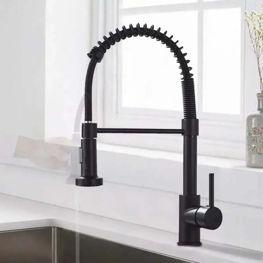 Kitchen Faucet with Extractable Shower, Stainless Steel and Black Brass, YD/102 Kitchen Faucets Default Title Alessandro Design