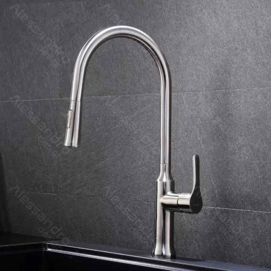 Kitchen Faucet with Pull-out Spray, SUS304 Stainless Steel, Satin Finish, CF023