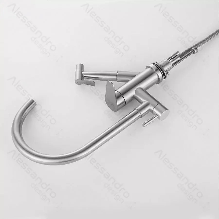 Kitchen Faucet with Pull-out Spray, SUS304 Stainless Steel, Satin Finish, CF034