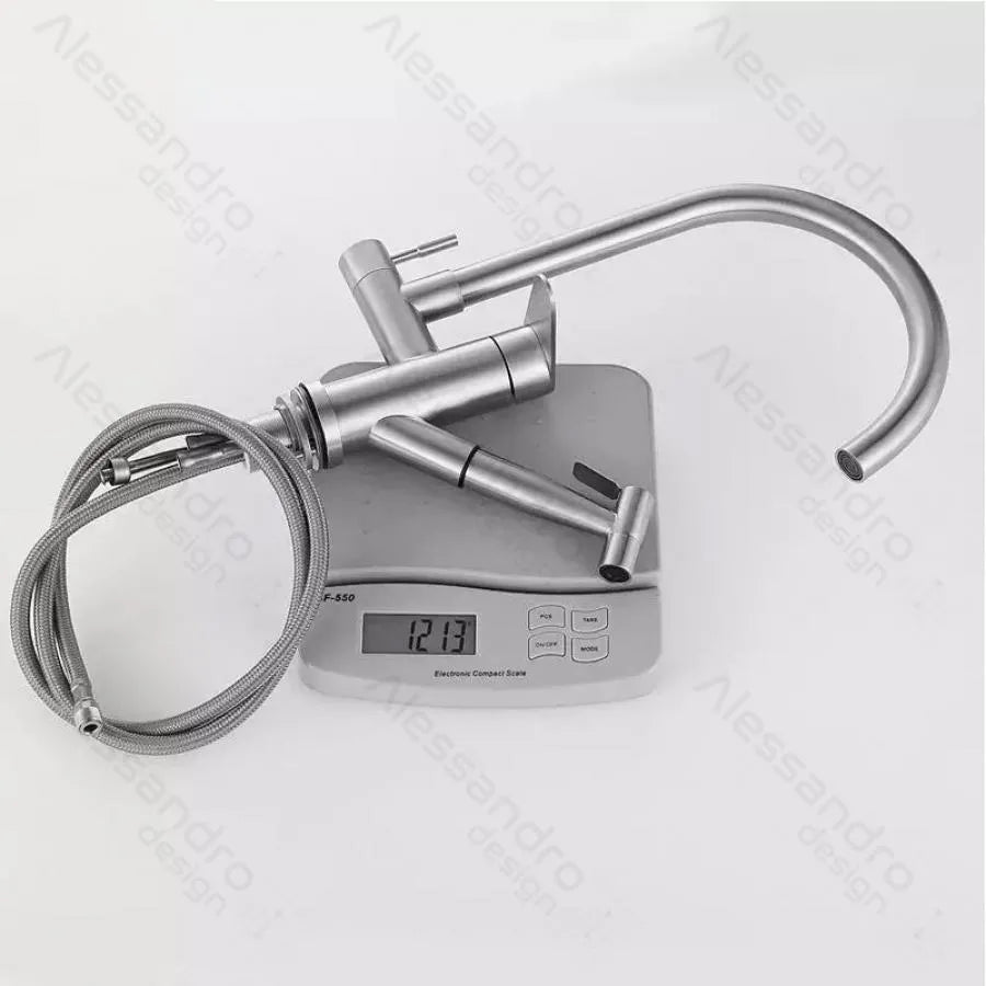 Kitchen Faucet with Pull-out Spray, SUS304 Stainless Steel, Satin Finish, CF034