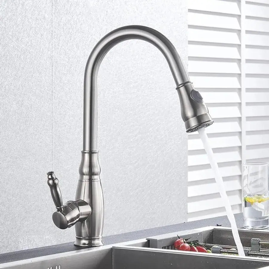 Kitchen Faucet with Pull-out Spray, SUS304 Stainless Steel, Satin Finish, YSQ/105
