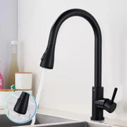 Kitchen Faucet with Pull-out Spray, Spout with Touch for On/Off, SUS304 Stainless Steel, Black, CF/TOUCH/2
