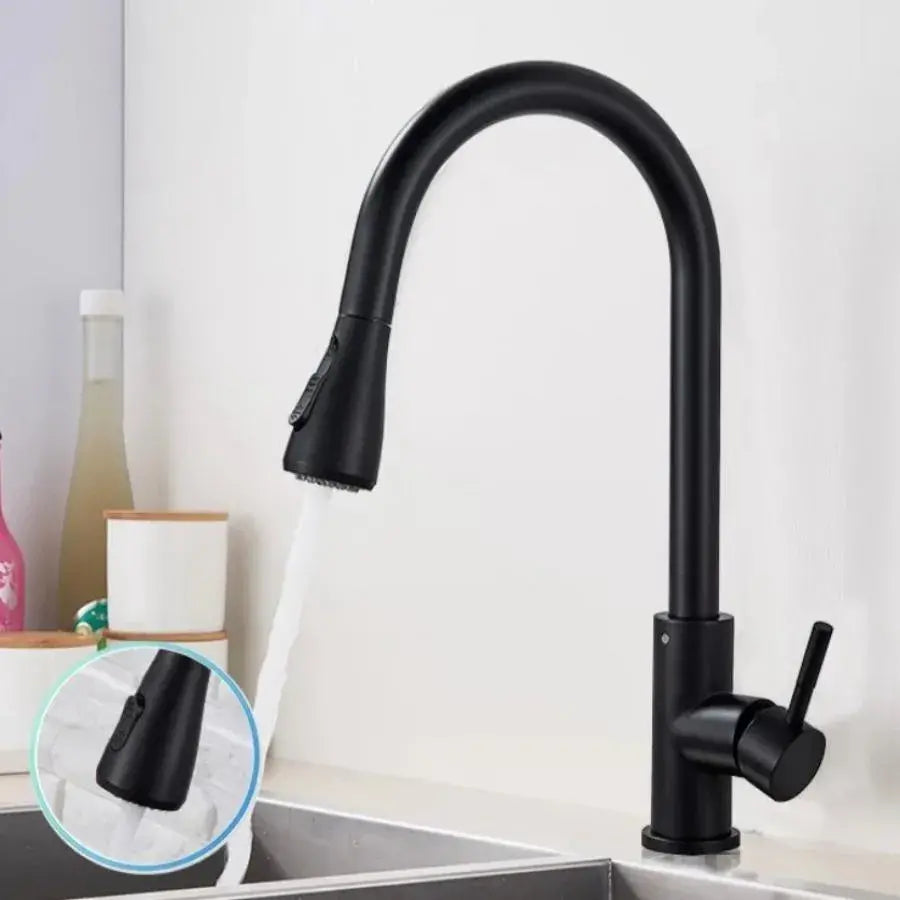 Kitchen Faucet with Pull-out Spray, Spout with Touch for On/Off, SUS304 Stainless Steel, Black, CF/TOUCH/2