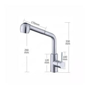 Kitchen faucet with pull-out shower Starke CF019, single-lever, stainless steel, ceramic cartridge, satin finish
