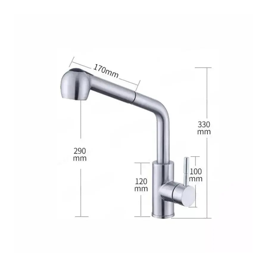Kitchen faucet with pull-out shower Starke CF019, single-lever, stainless steel, ceramic cartridge, satin finish