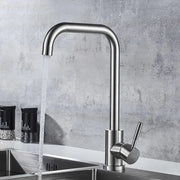 Single Lever Kitchen Faucet Swivel Spout Ceramic Cartridge Satin Stainless Steel Connections Fixing Kit Included CF002