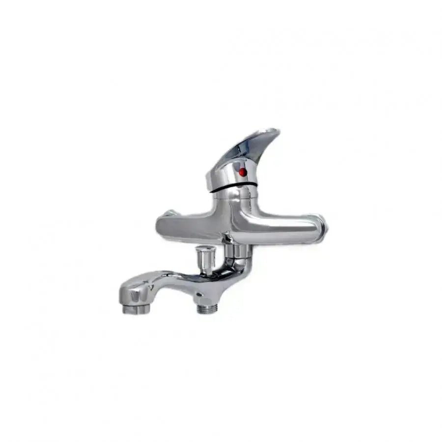 Glossy Chrome Bathtub Faucet - Complete Set with 18cm Swivel Spout, Faucet, Hose and Eccentrics Included