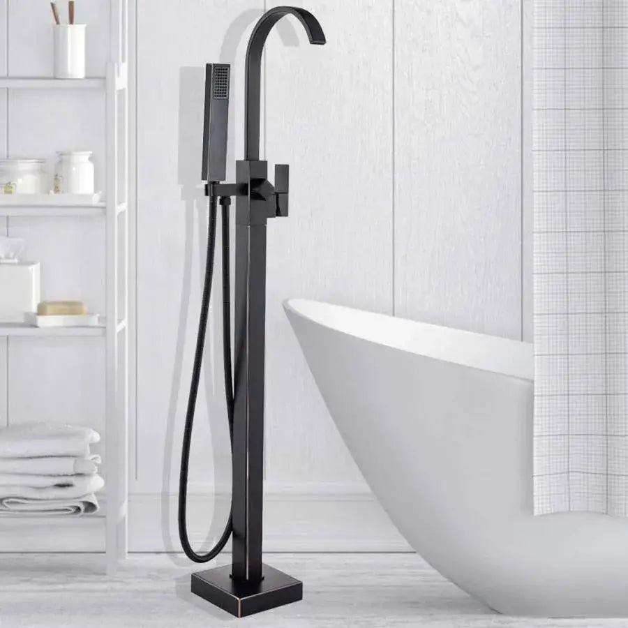Square Frame Floor Mounted Faucet, Sanitary Brass, Black, CF2036