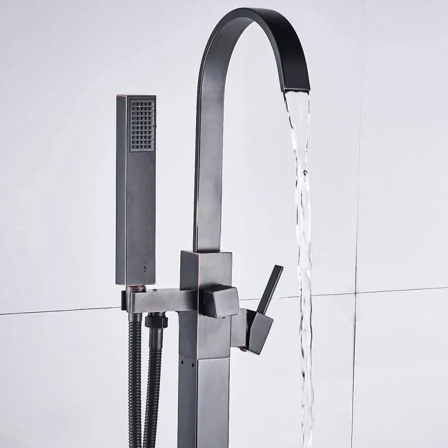 Square Frame Floor Mounted Faucet, Sanitary Brass, Black, CF2036