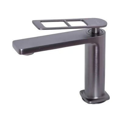 Single Lever Basin Mixer Ceramic Cartridge Sanitary Brass Satin Grey Connections and Fixing Kit Included 9707N