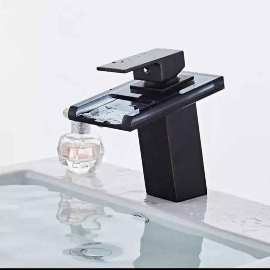 Basin Mixer, Alloy and Glass, Black, OD3007
