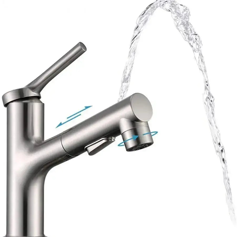 Basin Mixer with Pull-out Shower, Sanitary Brass, Chrome, 9337