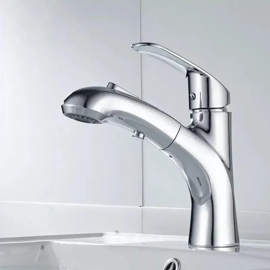 Basin Mixer with Pull-out Shower, Sanitary Brass, Chrome, OD/2030