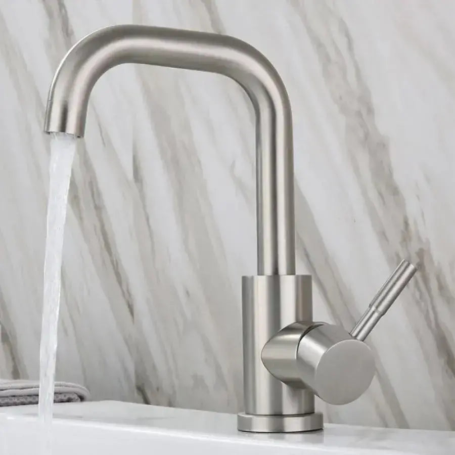 Basin Mixer, SUS304 Stainless Steel, Satin Finish, MP007