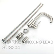 Basin Mixer, SUS304 Stainless Steel, Satin Finish, MP007