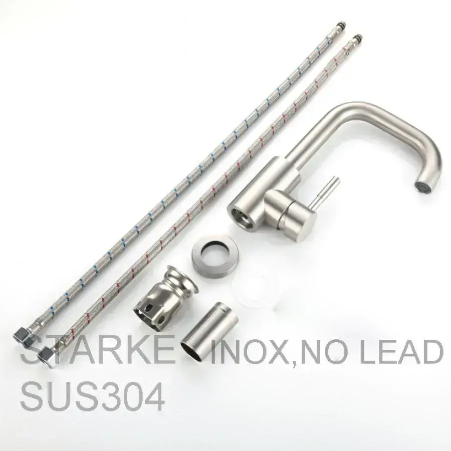 Basin Mixer, SUS304 Stainless Steel, Satin Finish, MP007